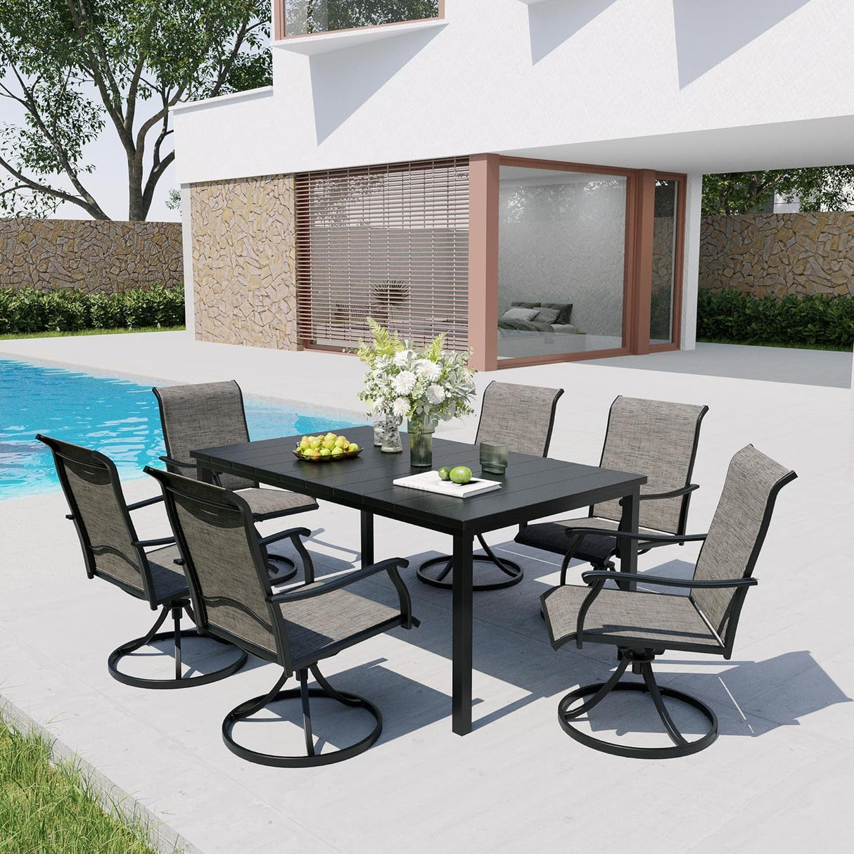 Vicllax Outdoor Patio Metal Dining Table for 4/6