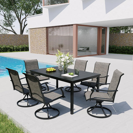 Vicllax Outdoor Patio Metal Dining Table for 4/6