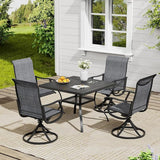 Vicllax Outdoor 38.6“ Plastic Dining Table Set of 4, Plastic Square Table with Swivel Dining Chairs