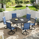 Vicllax Juego de comedor para exterior de 5 piezas con mesa redonda de metal de 42" y 4 sillas giratorias acolchadas