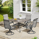 VICLLAX 5 Pieces Outdoor Dining Set, Swivel Dining Chairs and 37.8" Square Patio Table with Storage Shelf
