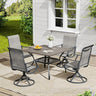 VICLLAX 5 Pieces Outdoor Dining Set, Swivel Dining Chairs and 37.8" Square Patio Table with Storage Shelf