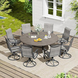VICLLAX 9 Pieces Outdoor Dining Set, Swivel Dining Chairs Set of 8 and Round Patio Table
