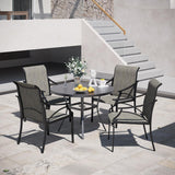 Vicllax 42" Round Metal Patio Table with Adjustable Umbrella Hole