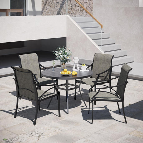 Vicllax Mesa redonda de metal para patio de 42" con orificio para sombrilla ajustable 