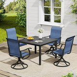 Vicllax Outdoor 40.2“ Dining Table Set of 4, Square Table with Swivel Dining