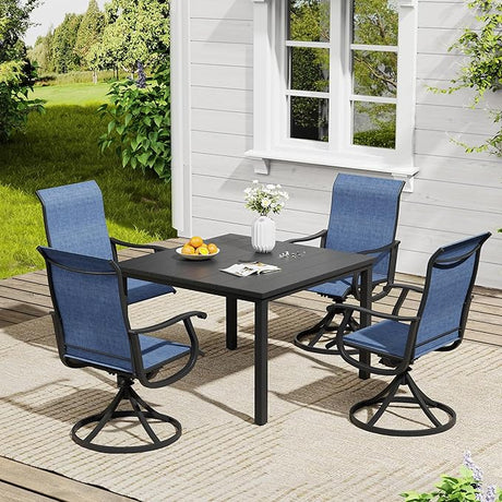 Vicllax Outdoor 40.2“ Dining Table Set of 4, Square Table with Swivel Dining