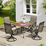 VICLLAX 5 Pieces Outdoor Dining Set, Swivel Dining Chairs and 37.8" Square Patio Table with Storage Shelf