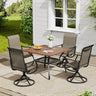 VICLLAX 5 Pieces Outdoor Dining Set, Swivel Dining Chairs and 37.8" Square Patio Table with Storage Shelf