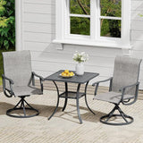 VICLLAX 3 Pieces Outdoor Dining Set, Set of 2 Patio Swivel Dining Chairs and 28" Square Table