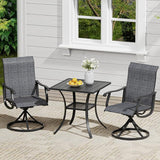 VICLLAX 3 Pieces Outdoor Dining Set, Set of 2 Patio Swivel Dining Chairs and 28" Square Table