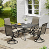 VICLLAX 5 Pieces Outdoor Dining Set, Swivel Dining Chairs and 37.8" Square Patio Table with Storage Shelf