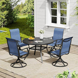 VICLLAX 5/7 Pieces Outdoor Dining Set, Swivel Dining Chairs Set of 4/6 and Round Patio Table