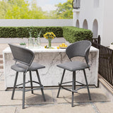 Vicllax Outdoor Swivel Wicker Padded Bar Chairs - 360-Degree