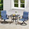 VICLLAX 3 Pieces Outdoor Dining Set, Set of 2 Patio Swivel Dining Chairs and 28" Square Table