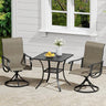 VICLLAX 3 Pieces Outdoor Dining Set, Set of 2 Patio Swivel Dining Chairs and 28" Square Table