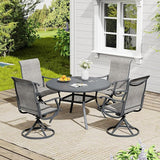 VICLLAX 5/7 Pieces Outdoor Dining Set, Swivel Dining Chairs Set of 4/6 and Round Patio Table