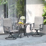 Vicllax 3-Piece Patio Bistro Set, Outdoor Swivel Chairs and 27.6" Small Metal Table With Storage Rack