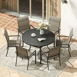 Vicllax 5/7/9 Pcs Outdoor Dining Set, Round Metal Table and Stackable Padded Chair