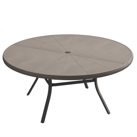 Vicllax Outdoor Round Dining Table, Patio Aluminum Tabletop with Storage Shelf