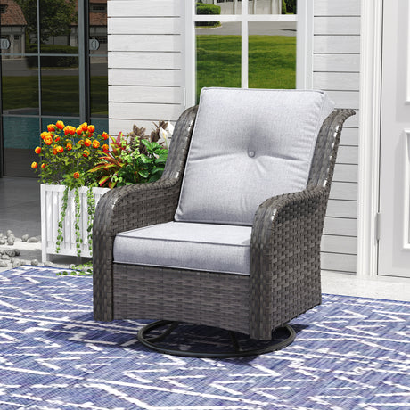 Vicllax Patio Wicker Oasis Lounge Sofa, Swivel Chair with Side Table