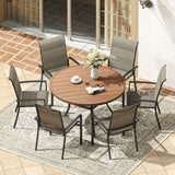 Vicllax 5/7/9 Pcs Outdoor Dining Set, Round Metal Table and Stackable Padded Chair