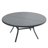 Vicllax Outdoor Round Dining Table, Patio Aluminum Tabletop with Storage Shelf