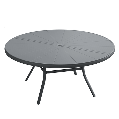 Vicllax Outdoor Round Dining Table, Patio Aluminum Tabletop with Storage Shelf