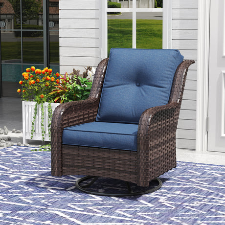 Vicllax Patio Wicker Oasis Lounge Sofa, Swivel Chair with Side Table