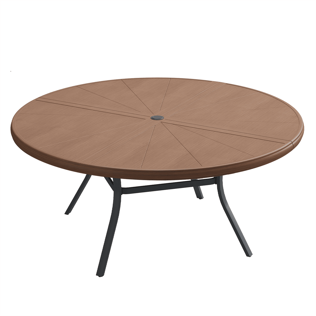 Vicllax Outdoor Round Dining Table, Patio Aluminum Tabletop with Storage Shelf