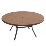 Vicllax Outdoor Round Dining Table, Patio Aluminum Tabletop with Storage Shelf