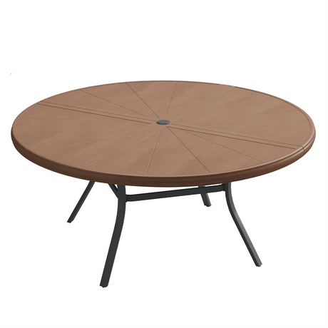 Vicllax Outdoor Round Dining Table, Patio Aluminum Tabletop with Storage Shelf
