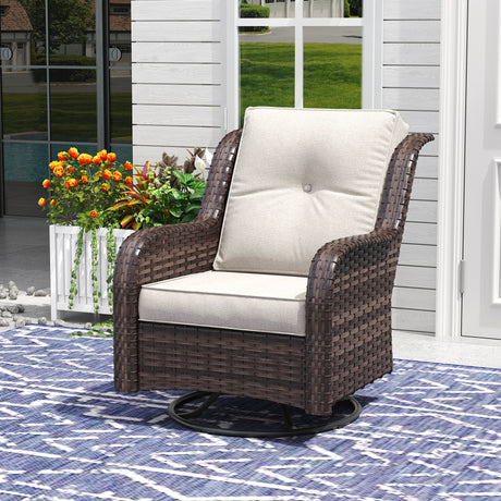 Vicllax Patio Wicker Oasis Lounge Sofa, Swivel Chair with Side Table