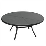 Vicllax Outdoor Round Dining Table, Patio Aluminum Tabletop with Storage Shelf