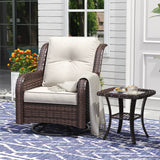 Vicllax Patio Wicker Oasis Lounge Sofa, Swivel Chair with Side Table
