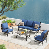 Vicllax Patio Conversation Set with Cushioned Sofa Chairs, Ottomans and Coffee Table(Beige or Navy Blue)