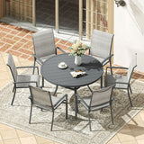 Vicllax 5/7/9 Pcs Outdoor Dining Set, Round Metal Table and Stackable Padded Chair