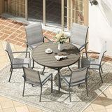 Vicllax 5/7/9 Pcs Outdoor Dining Set, Round Metal Table and Stackable Padded Chair