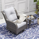 Vicllax Patio Wicker Oasis Lounge Sofa, Swivel Chair with Side Table