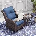 Vicllax Patio Wicker Oasis Lounge Sofa, Swivel Chair with Side Table