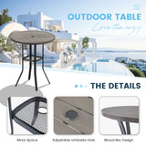 Vicllax Mesa de bar redonda para patio al aire libre de 37" con orificio para sombrilla