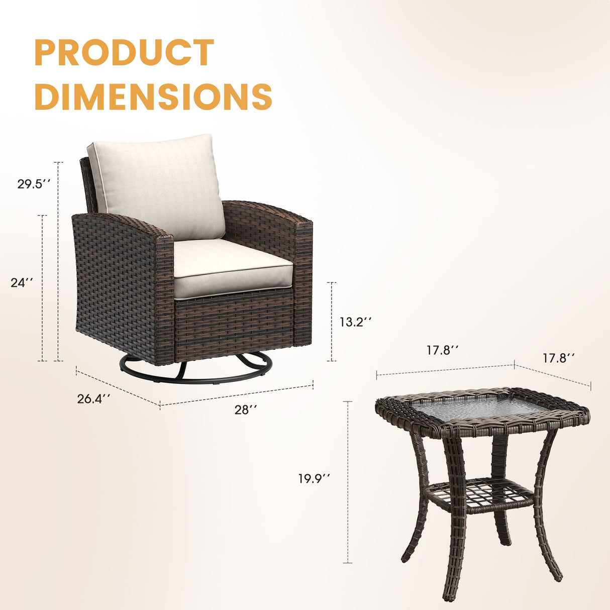 Vicllax 3/5 Pcs Garden Sofa Set, Wicker Outdoor Conversation Set with Sofa Chairs and Ottomans