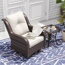 Vicllax Patio Wicker Oasis Lounge Sofa, Swivel Chair with Side Table