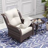 Vicllax Patio Wicker Oasis Lounge Sofa, Swivel Chair with Side Table