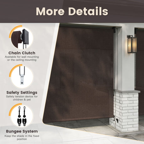 Vicllax Outdoor Sun Blocking Roller Shade, Patio Roll Up Shade Blinds
