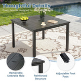 Vicllax 5pcs Outdoor Dining Set,  Square Metal Table and 4 Textilene Swivel  Chairs