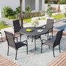 Vicllax 5 Pcs Outdoor Dining Set with 40.6" Round Metal Table and High Back Stackable Chair