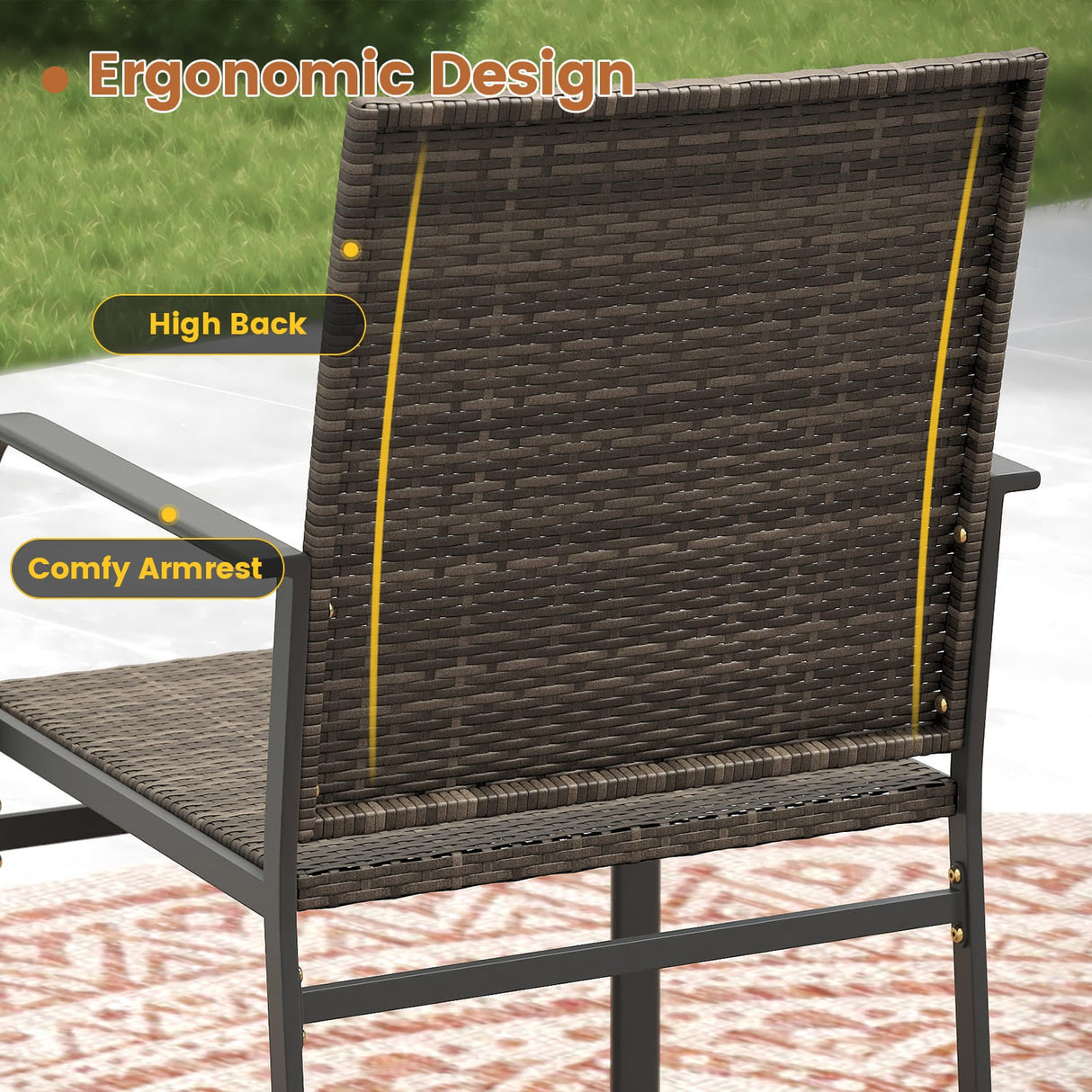 Vicllax 3 Pieces Outdoor Dining Set, 18.5" Outdoor Round /Square Dining Table and 2 Stackable  Armchair, Bistro Set for Garden, Balcony & Backyard