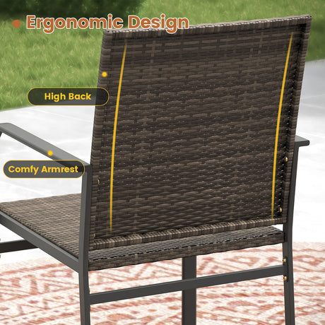 Vicllax 3 Pieces Outdoor Dining Set, 27.6" Outdoor Round dining Table and 2 Stackable Metal  Armchair, Bistro Set for Garden, Balcony & Backyard