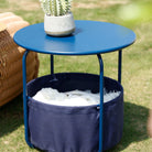 outdoor side table round with storage balack grey navy wthite small end accent table